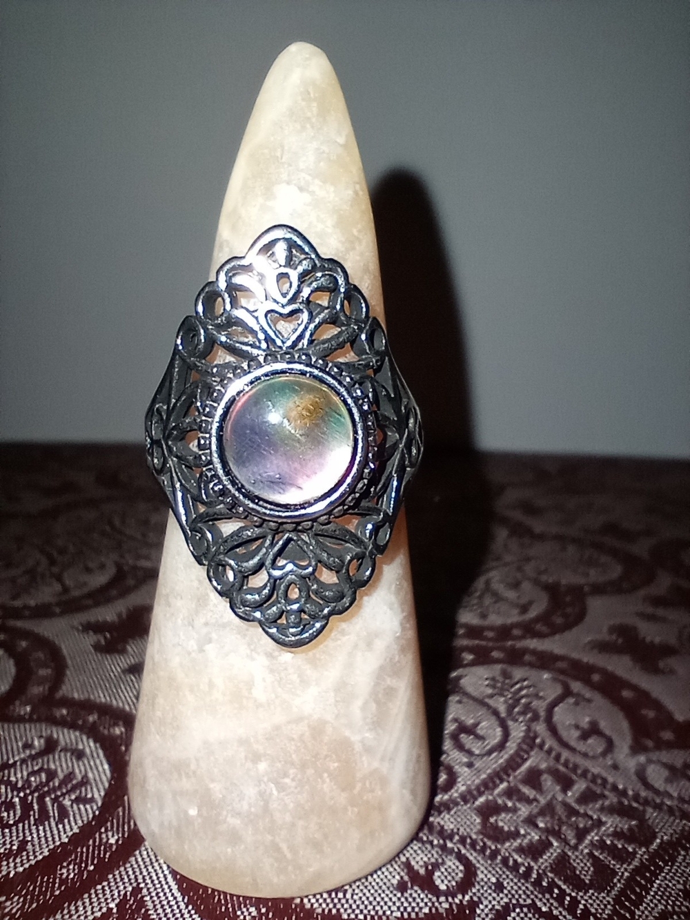 Filigree Ring with Abalone Shell Center - Women Jewelry